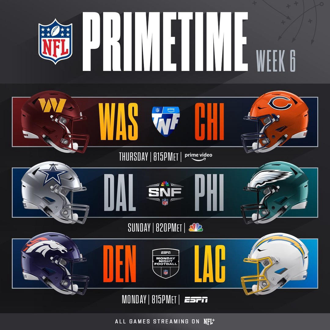 NFL - Pick a winner for each Week 6 primetime game